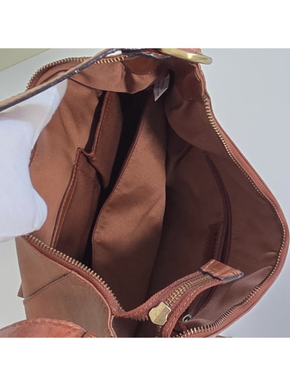 Browns Genuine Leather Hobo Shoulder Bag Cognac Brown Y2K Western Boho Pockets - Picture 15 of 16